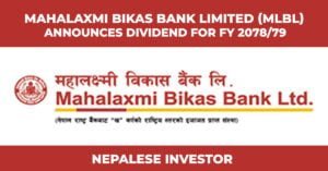 Mahalaxmi Bikas Bank Limited (MLBL Dividend for 2078/79