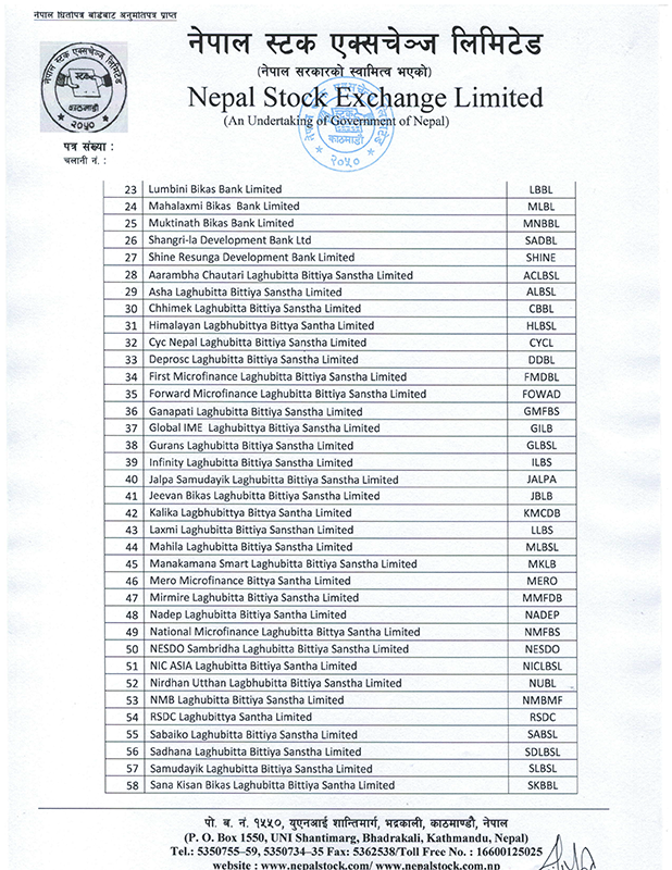 Marging Trading in Nepal - List 2