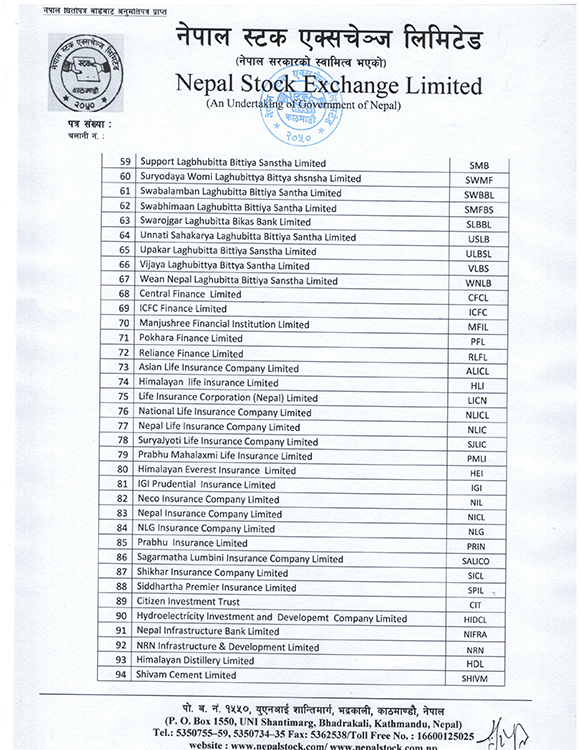 Marging Trading in Nepal - List 3